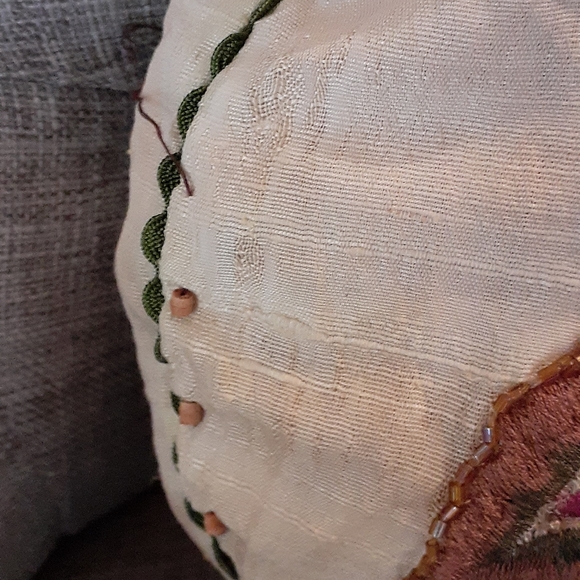 Vintage Cane Handle Hand Bag with front & rear embroidery detailing - Picture 7 of 11